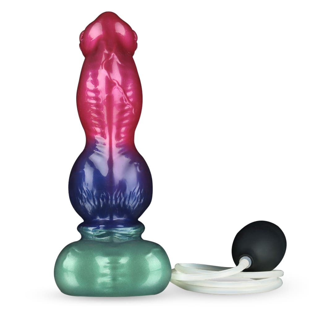 Gun Dog - Gradient Purple Green Knot Dildo - Silicone Ejaculating Fantasy Dildo