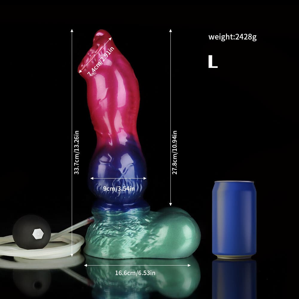 Gun Dog - Gradient Purple Green Knot Dildo - Silicone Ejaculating Fantasy Dildo