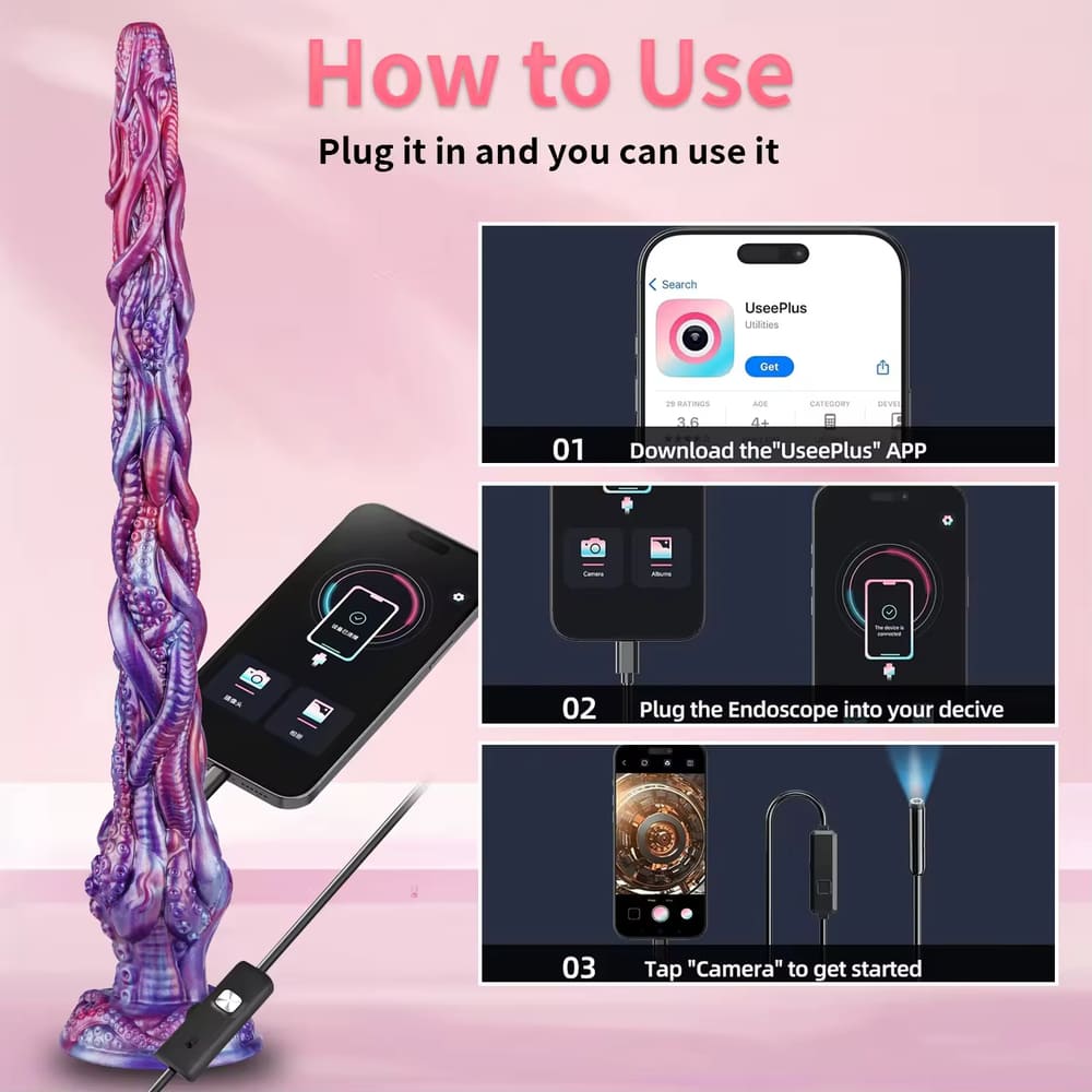 Smart Camera Tentacle Dildo – Silicone Fantasy Toy with Real-Time Viewing Long Anal Toy Xoxomoving