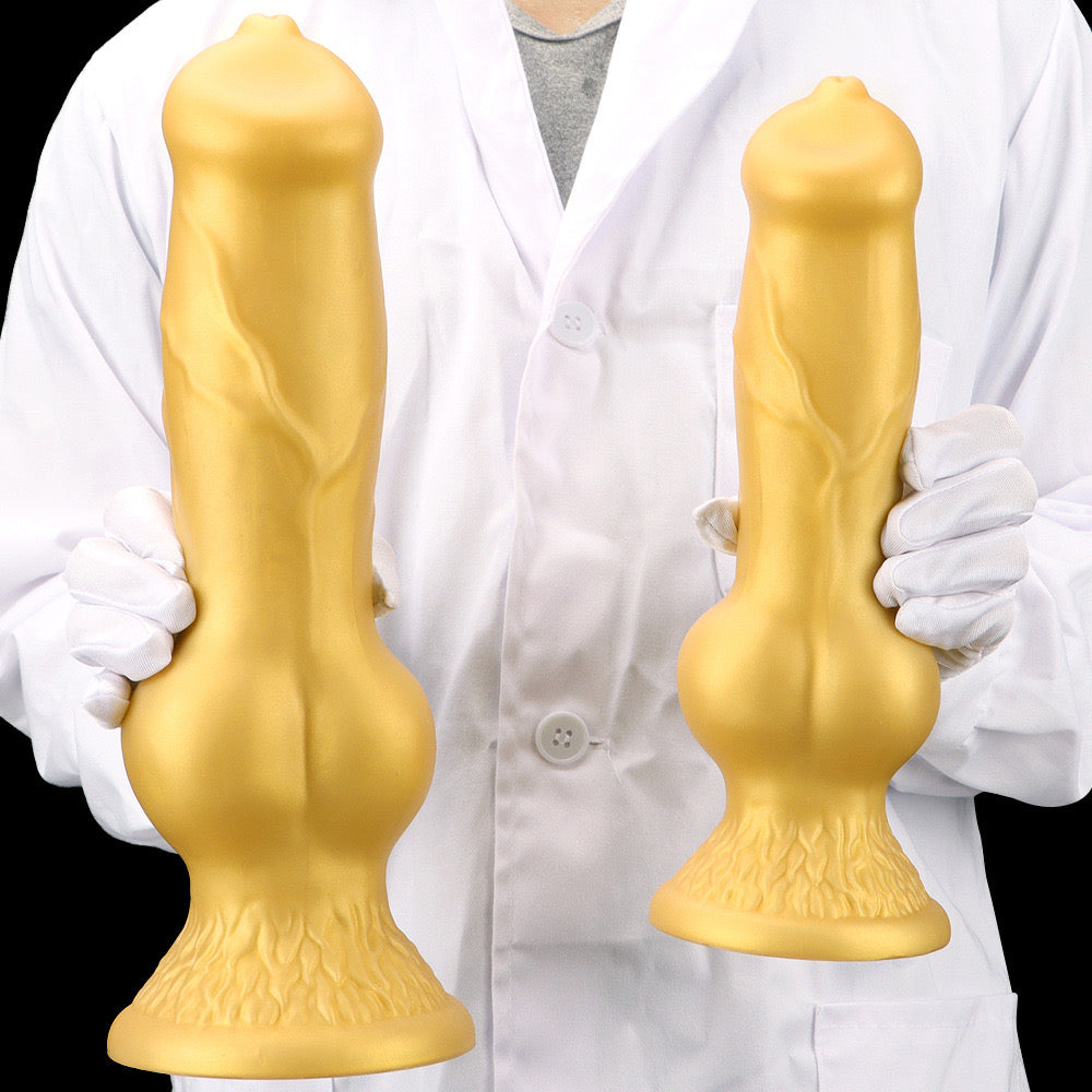 13 Inch Silicone Large Golden Dog Dildo Xoxomoving