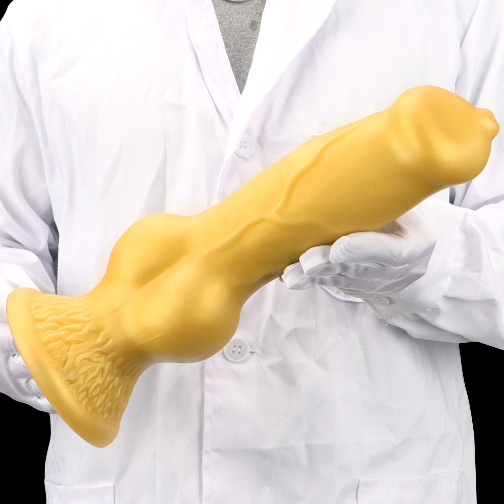 13 Inch Silicone Large Golden Dog Dildo Xoxomoving