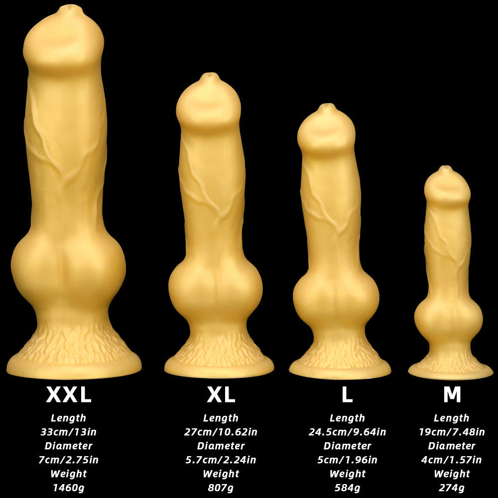 13 Inch Silicone Large Golden Dog Dildo Xoxomoving