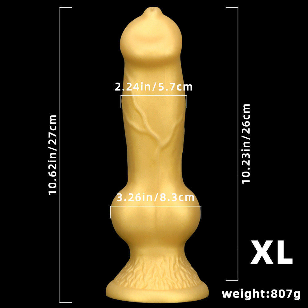 13 Inch Silicone Large Golden Dog Dildo Xoxomoving