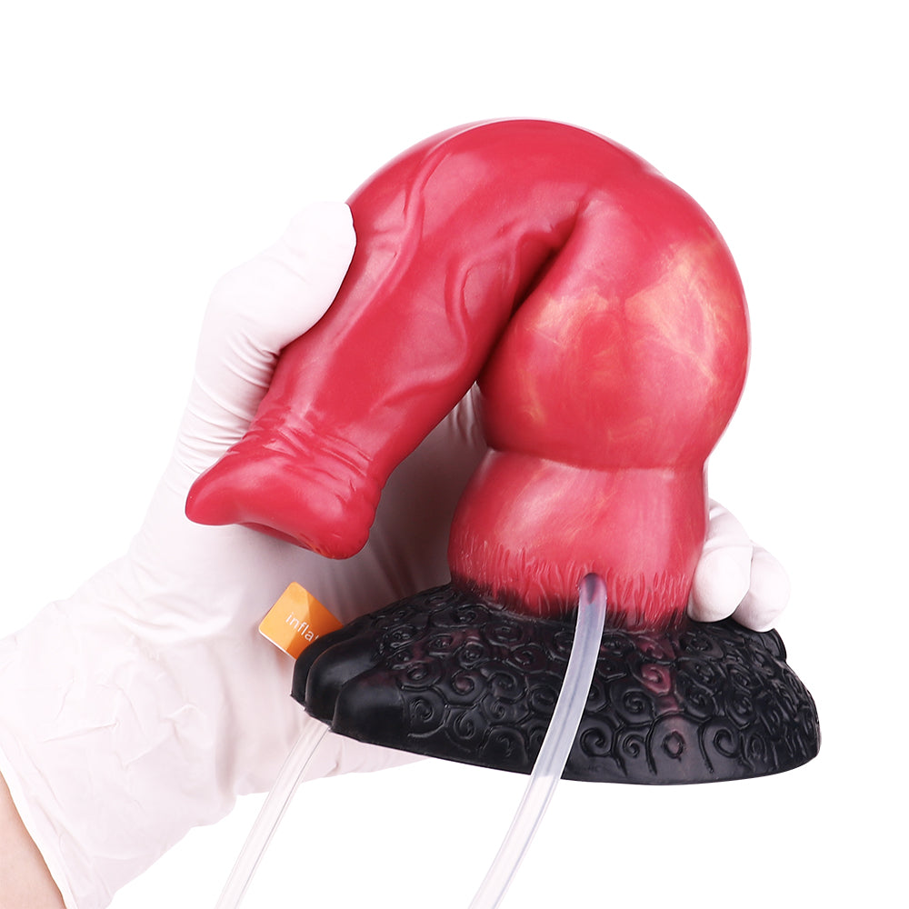 7.36 inch Red Knot Silicone Dog Squirting Dildo Xoxomoving