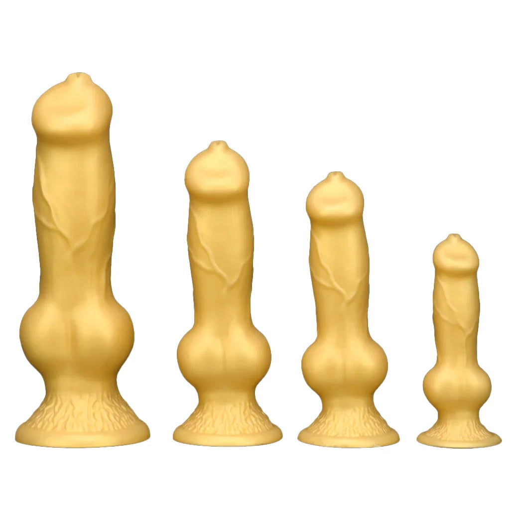 13 Inch Silicone Large Golden Dog Dildo Xoxomoving