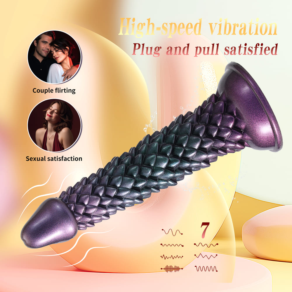 Silicone Thrusting Alien Dildo with Dragon Scale Texture