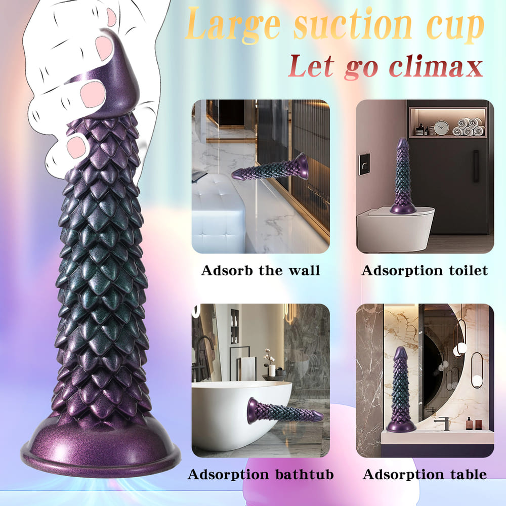 Silicone Thrusting Alien Dildo with Dragon Scale Texture