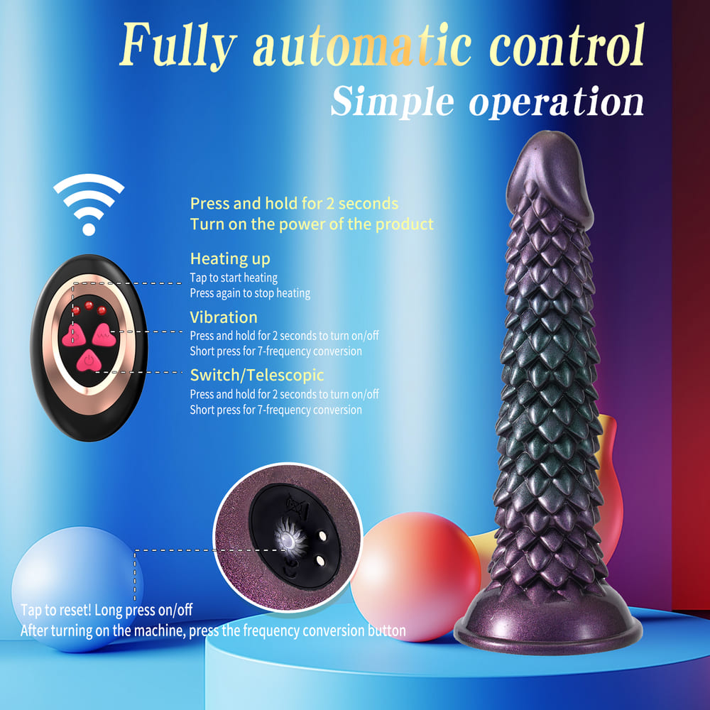 Silicone Thrusting Alien Dildo with Dragon Scale Texture