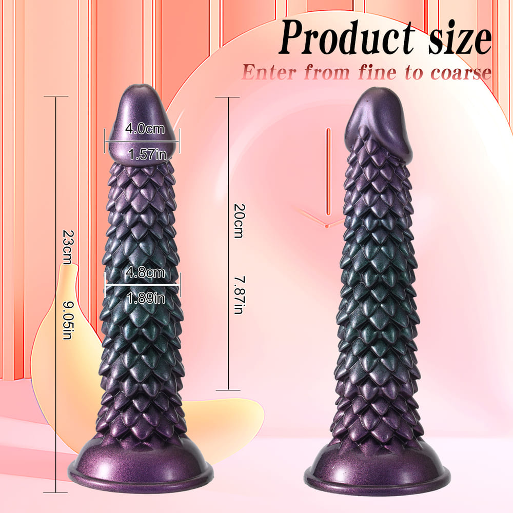 Silicone Thrusting Alien Dildo with Dragon Scale Texture