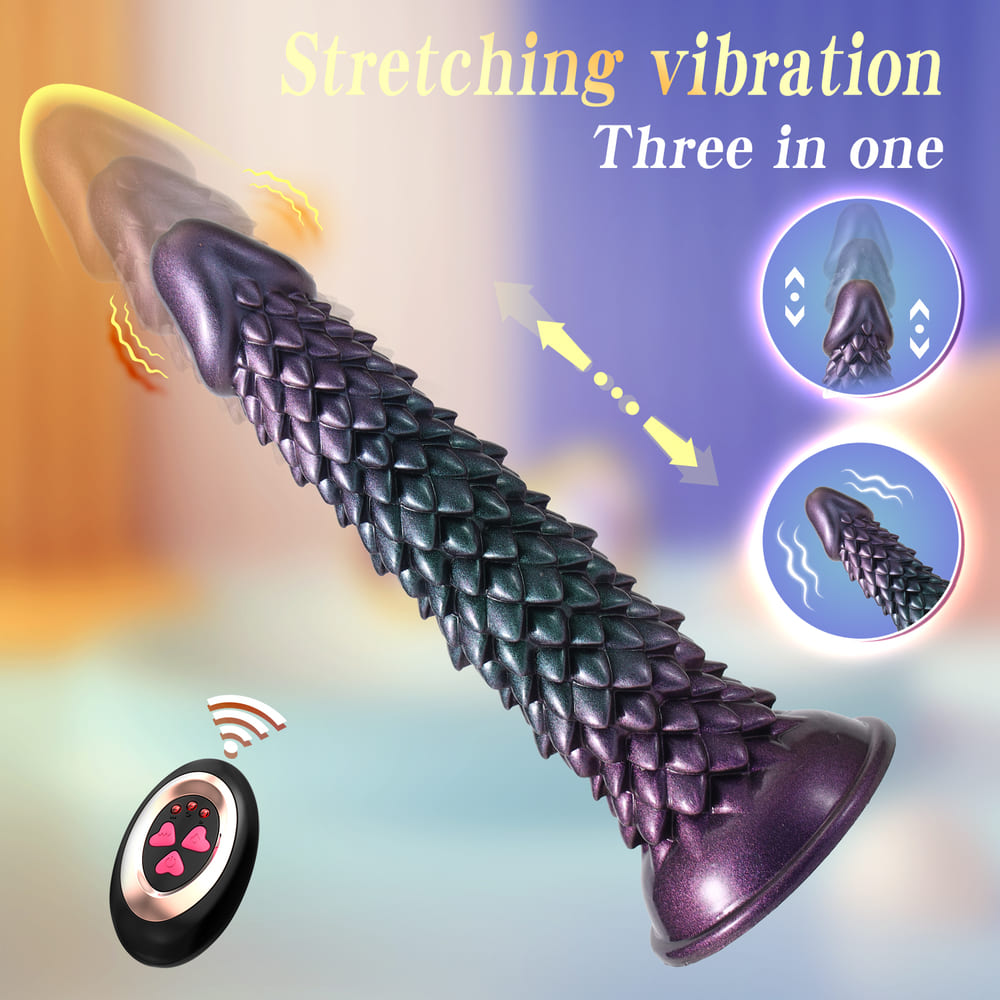 Silicone Thrusting Alien Dildo with Dragon Scale Texture