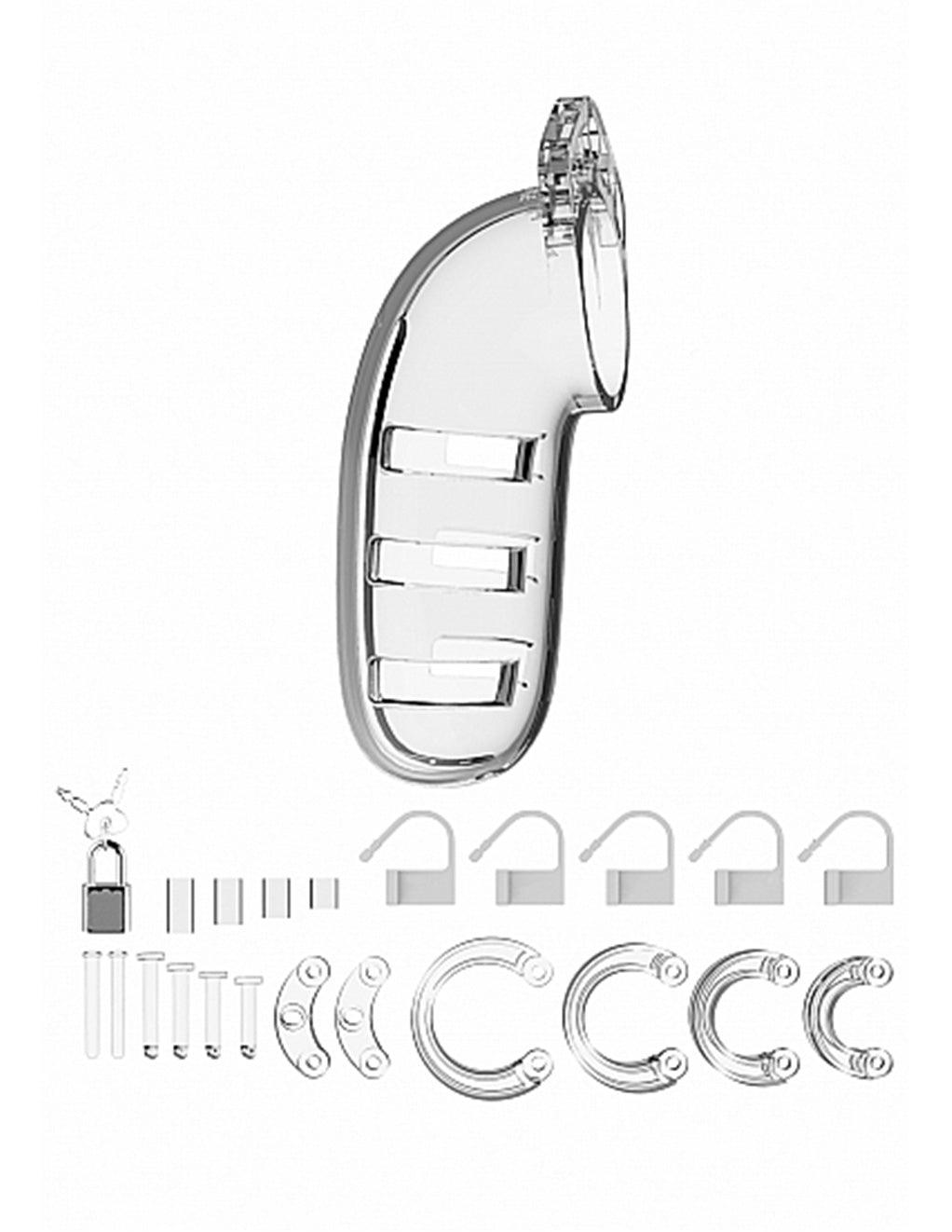 Jaula de castidad transparente para el pene, modelo 6, de 5,5"