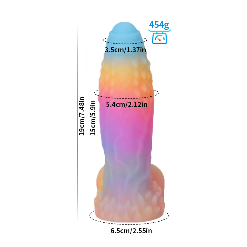 Big Monster Glow In The Dark Rainbow Dildo Xoxomoving