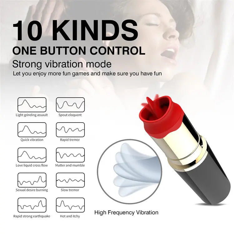 Xoxomoving-Women's lipstick massager vibrator tongue lipstick toy USB charging 8 mode mini