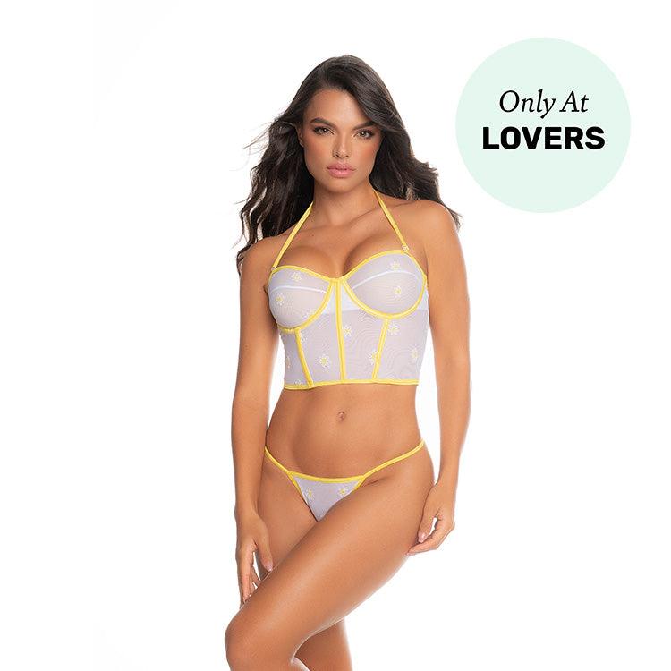 Embroidered Bustier & Thong Set Xoxomoving