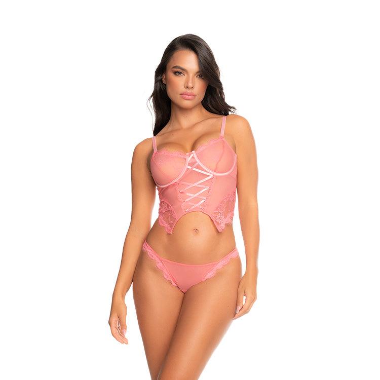 Eyelash Bustier & Thong 2pc Set Xoxomoving