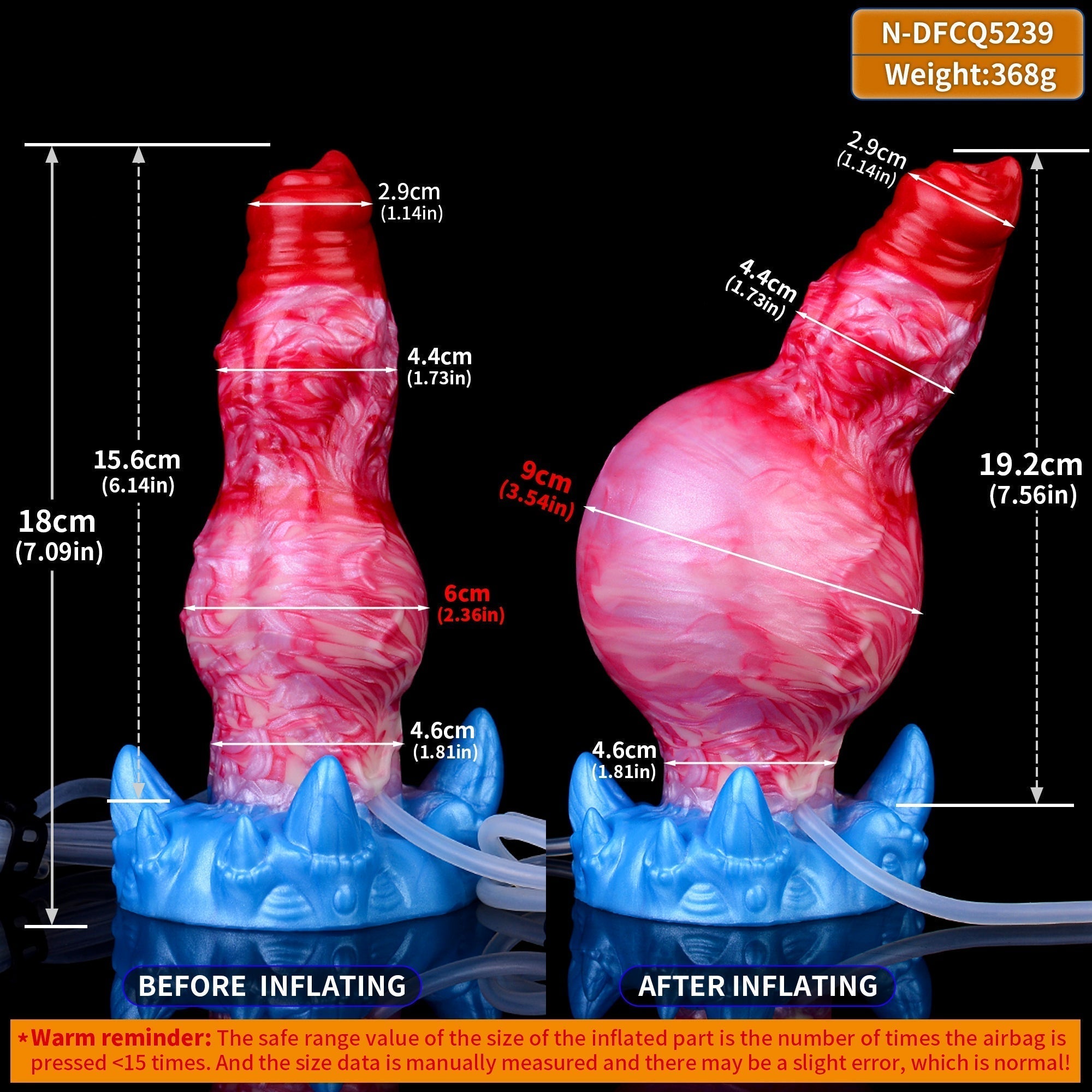 7 Inch Red Fantasy Dog Inflatable Squirting Dildo Xoxomoving