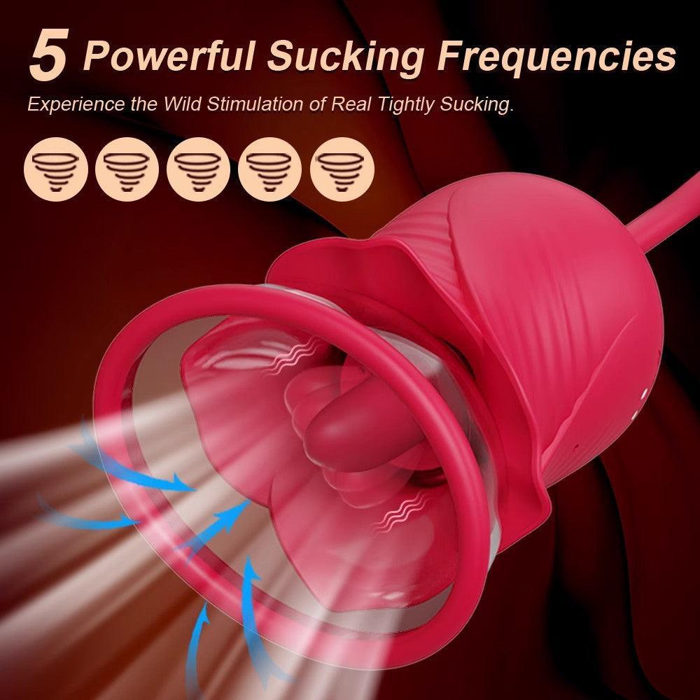 Blossom Bliss: 2-in-1 Rose Vibrator with 10 Vibration & 6 Suction Modes - Xoxomoving