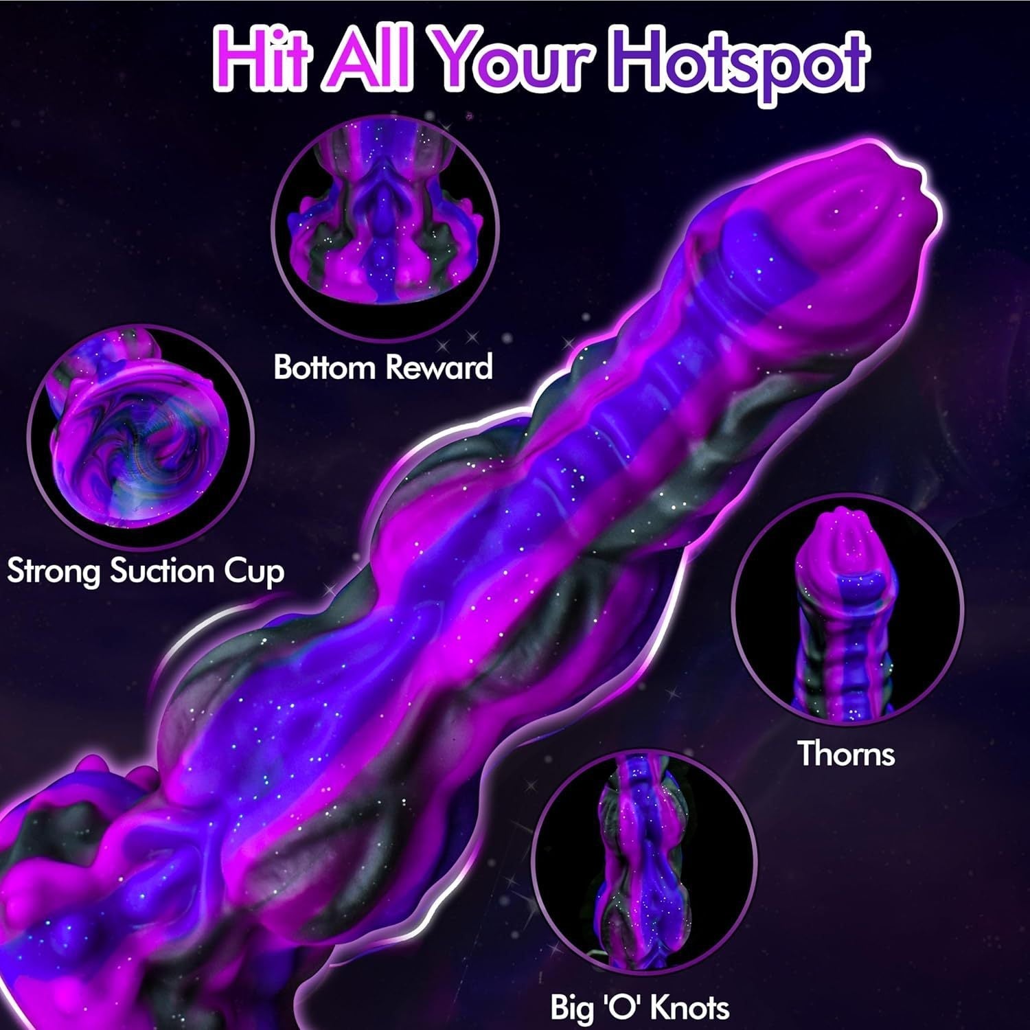 9 Inch Purple Glitter Fantasy Dog Knot Dildo Xoxomoving