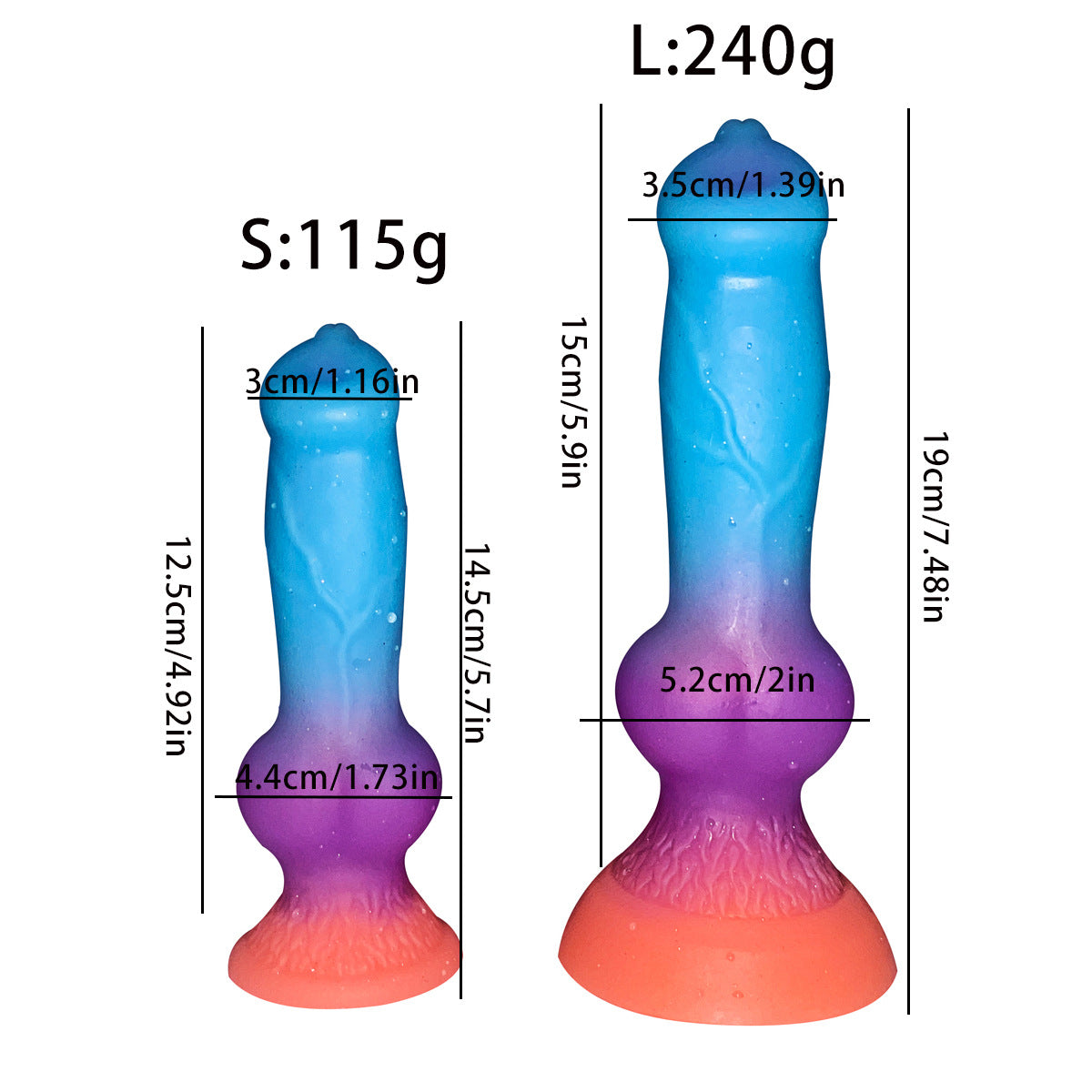 Gradient Glow in the Dark Dog 7 Inch Dildo Xoxomoving