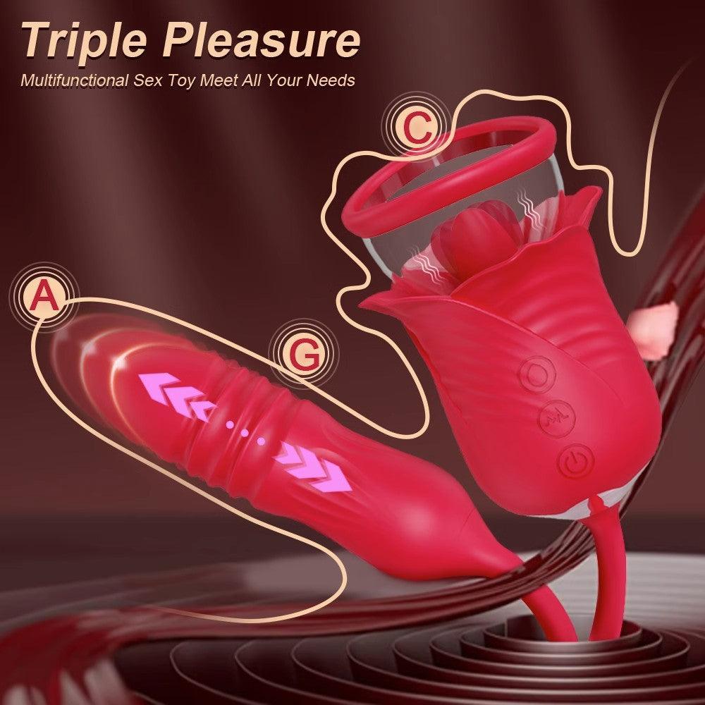 Blossom Bliss: 2-in-1 Rose Vibrator with 10 Vibration & 6 Suction Modes - Xoxomoving