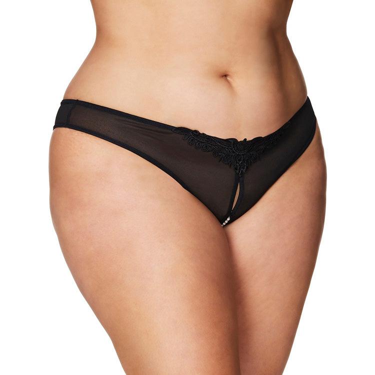 Pearl Crotchless Thong - Plus Size Xoxomoving