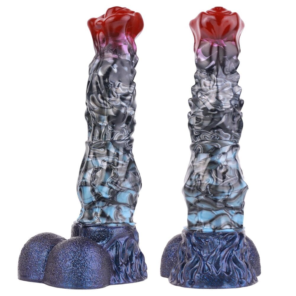 Rose Head Textured Dildo – Silicone Knotted Suction Cup Toy