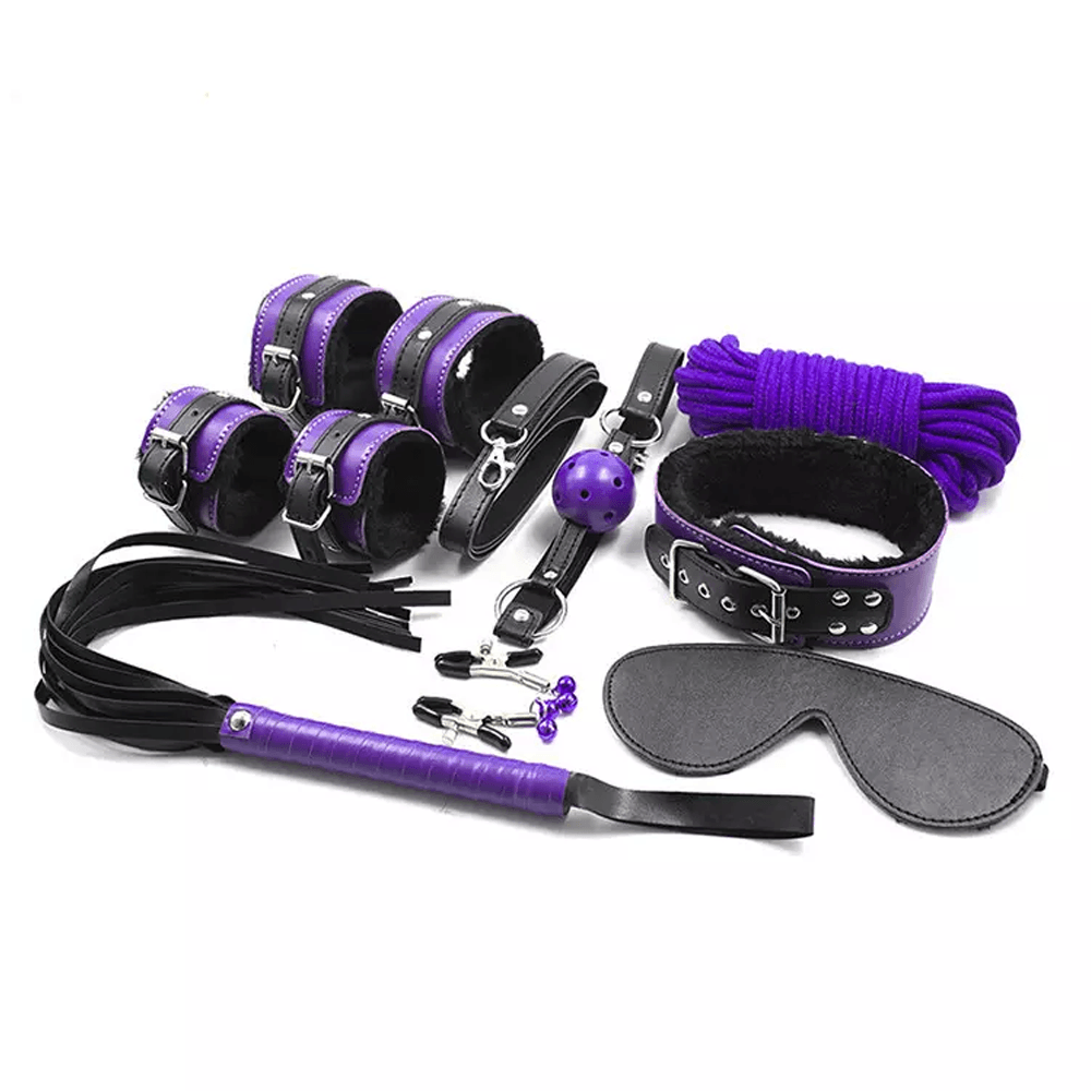 Kit de bondage en cuir végétalien violet