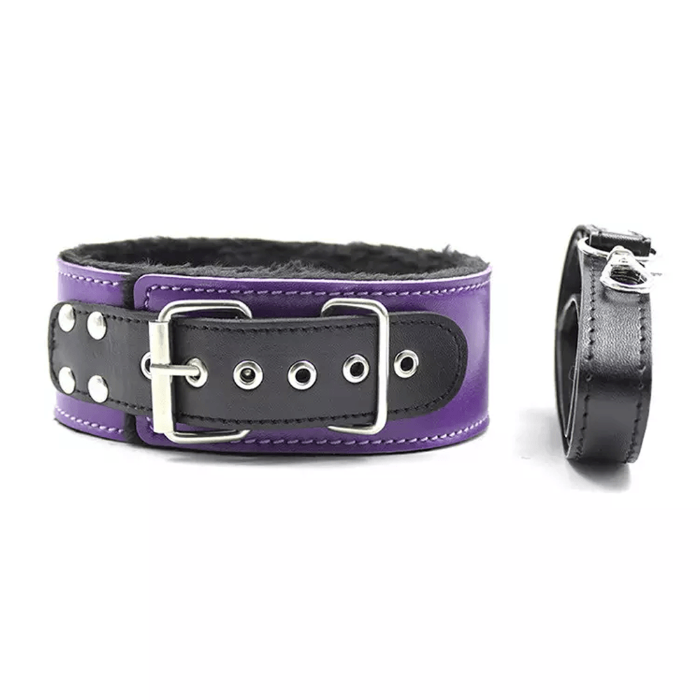 Kit de bondage de cuero vegano morado