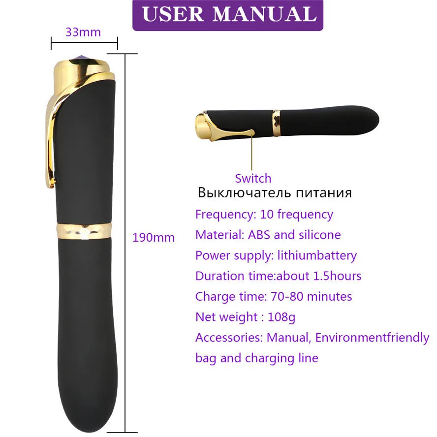 Xoxomoving - Massager 10 Speed Pen-shaped G-spot Vibrating Dildo Magic Xoxomoving