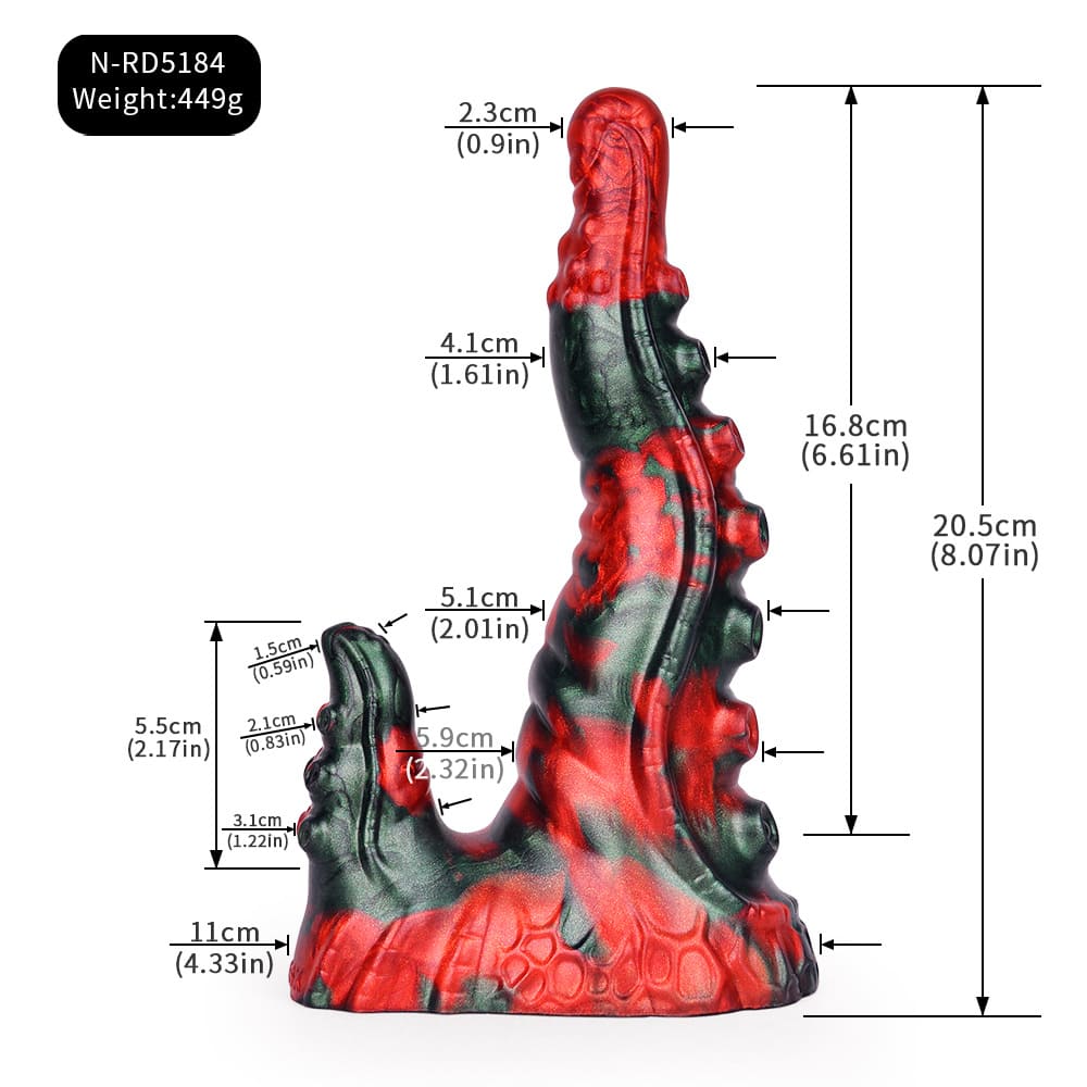 Curved Tentacle Dildo – Dual-Branch Silicone with Textured Shaft