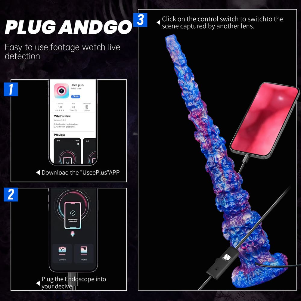 Skeleton Knight - 17.71 Inch Endoscopic Camera Tentacle Anal Plug - Long Anal Toy