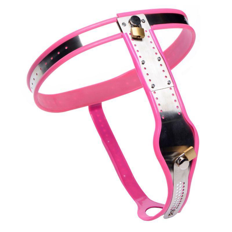 Stainless Steel Adjustable Female Chastity Belt - Pink - Xoxomoving