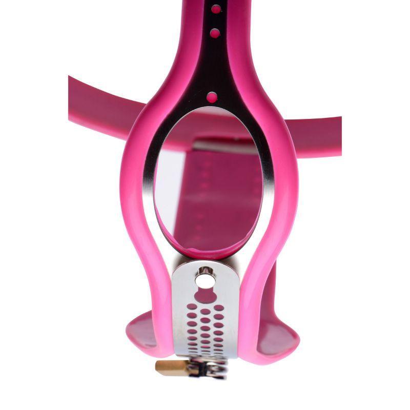 Stainless Steel Adjustable Female Chastity Belt - Pink - Xoxomoving