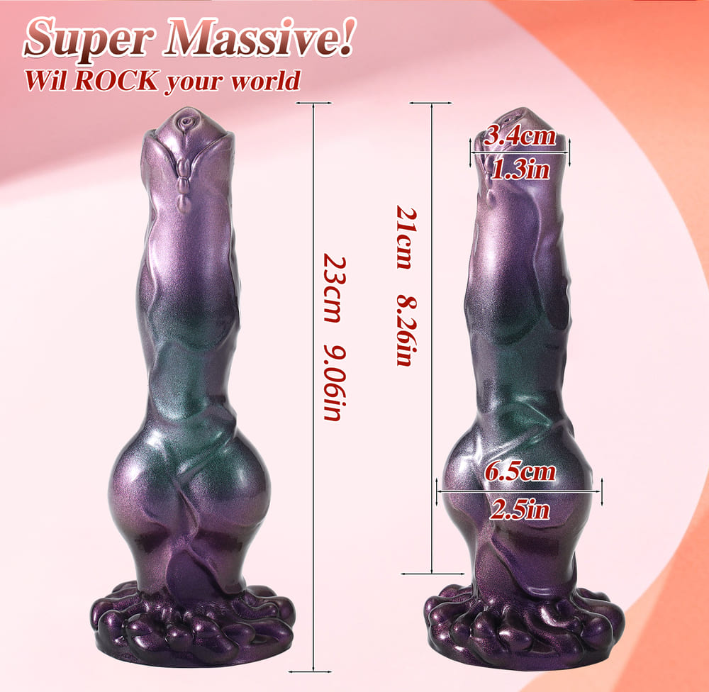 Tyx - 9 Inch Silicone Fantasy Thrusting Dildo - Knot Canine Dildo