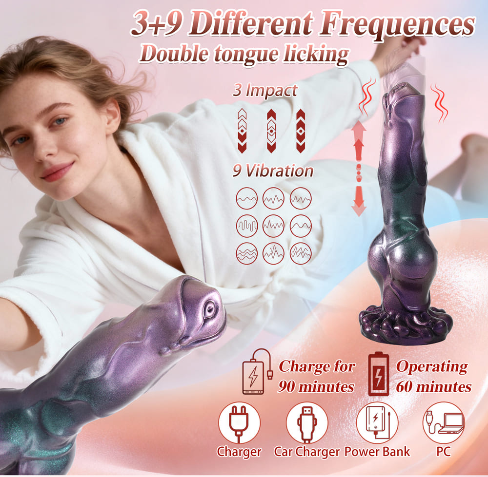 Tyx - 9 Inch Silicone Fantasy Thrusting Dildo - Knot Canine Dildo