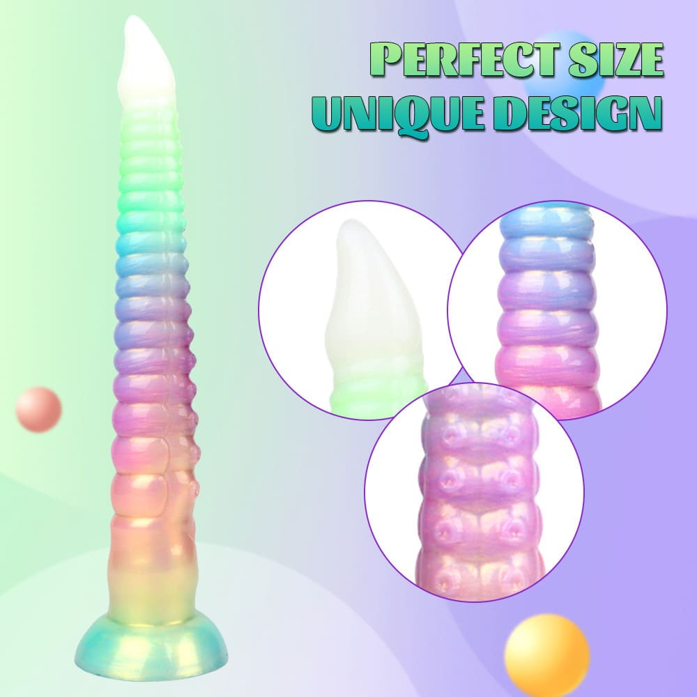 12.4 Inch Silicone Glow in the Dark Dildo - Vibrating Long Anal Toy