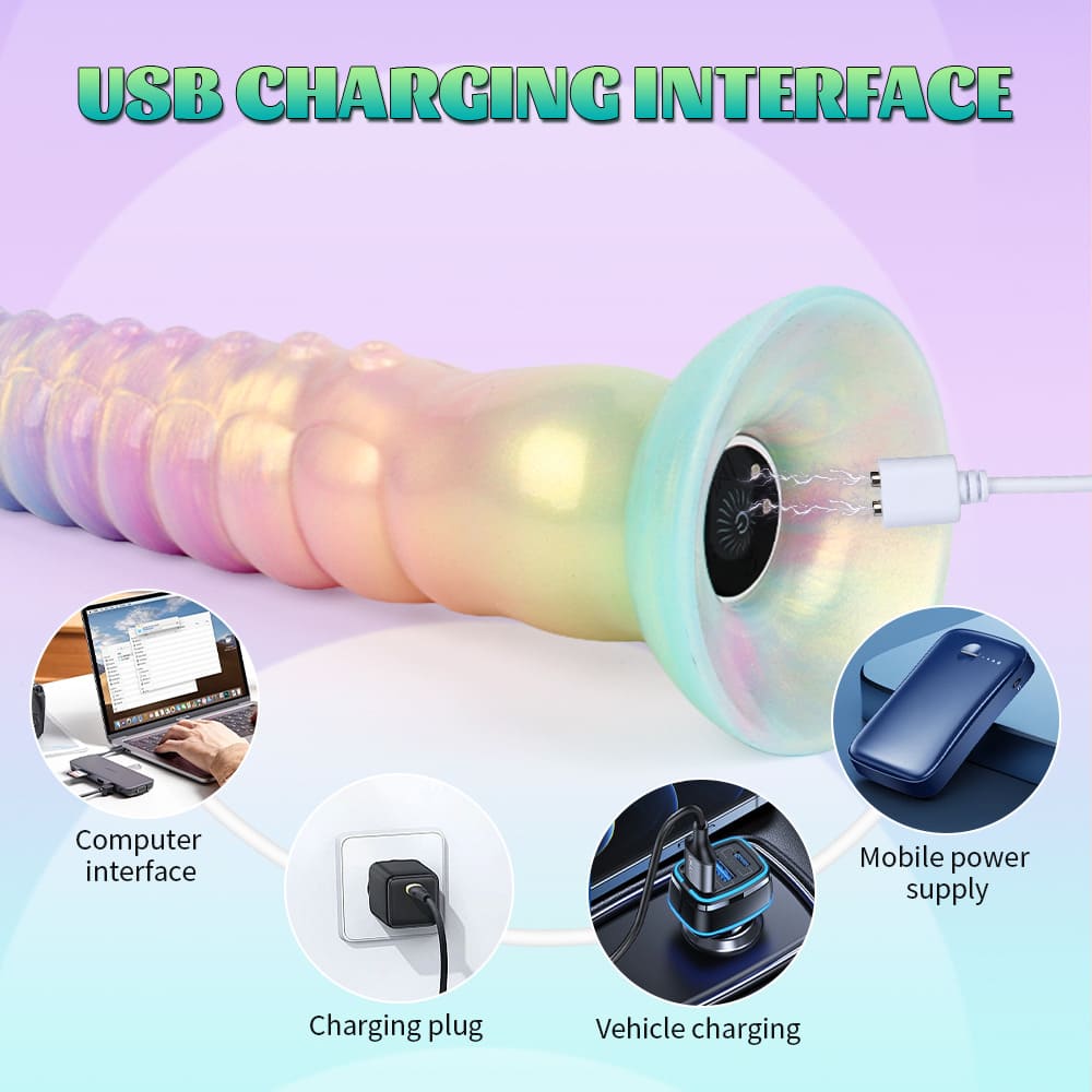12.4 Inch Silicone Glow in the Dark Dildo - Vibrating Long Anal Toy