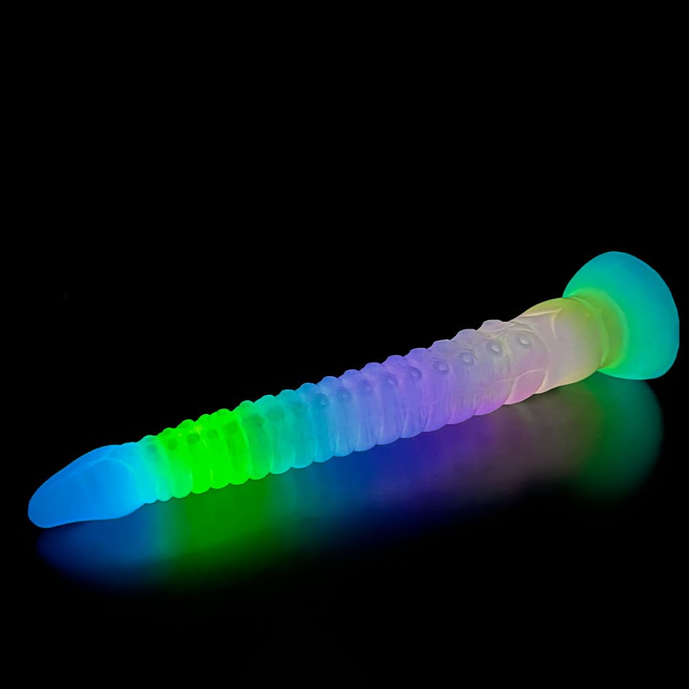 12.4 Inch Silicone Glow in the Dark Dildo - Vibrating Long Anal Toy