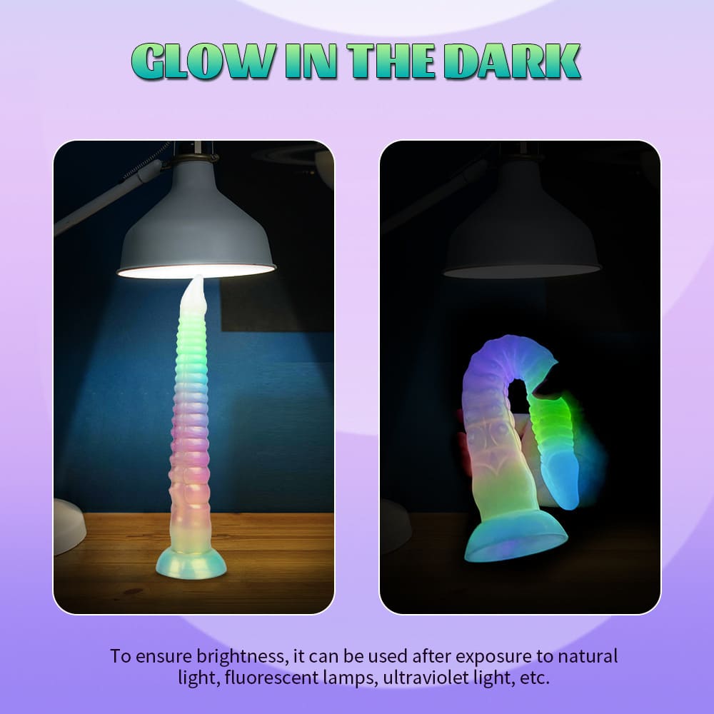 12.4 Inch Silicone Glow in the Dark Dildo - Vibrating Long Anal Toy