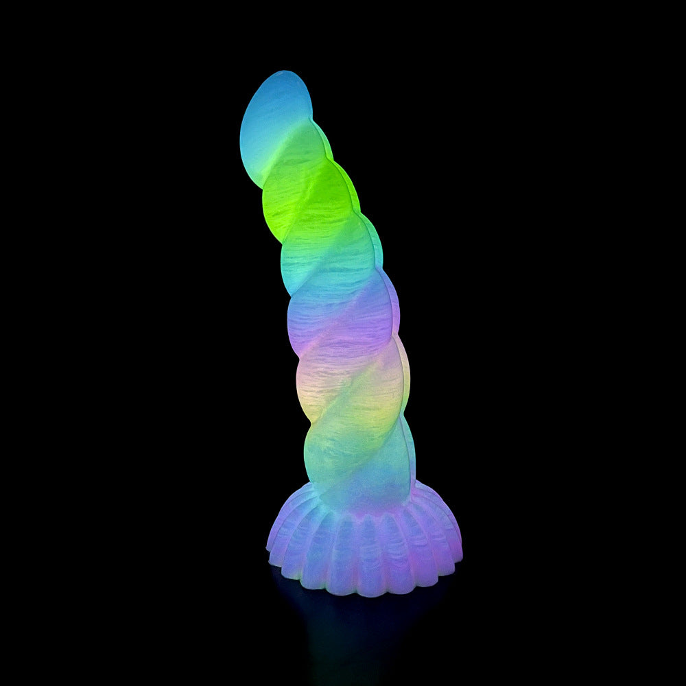 WistGlow Glow-in-the-Dark Spiral Vibrator with Remote Control & Suction Cup Base