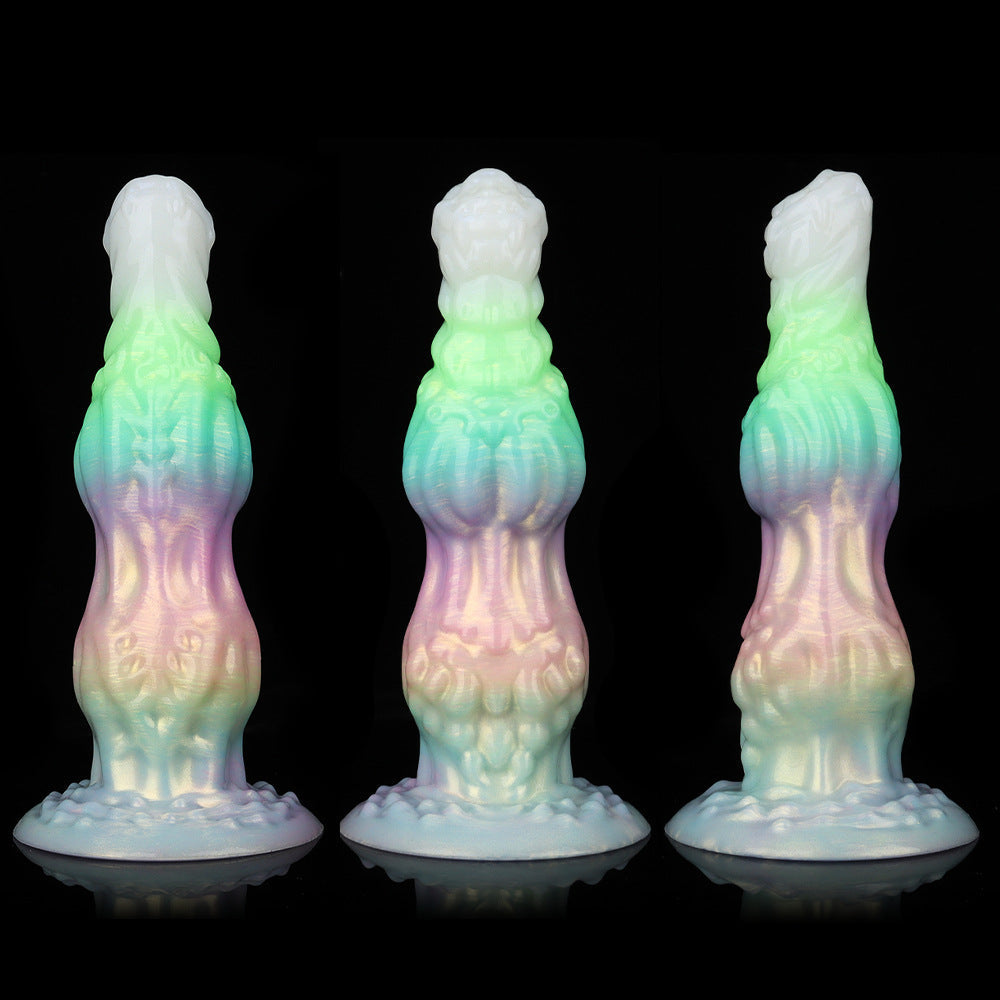 9.6 Inch Glow-in-the-Dark Vibrating Dildo with Dog Knot Design