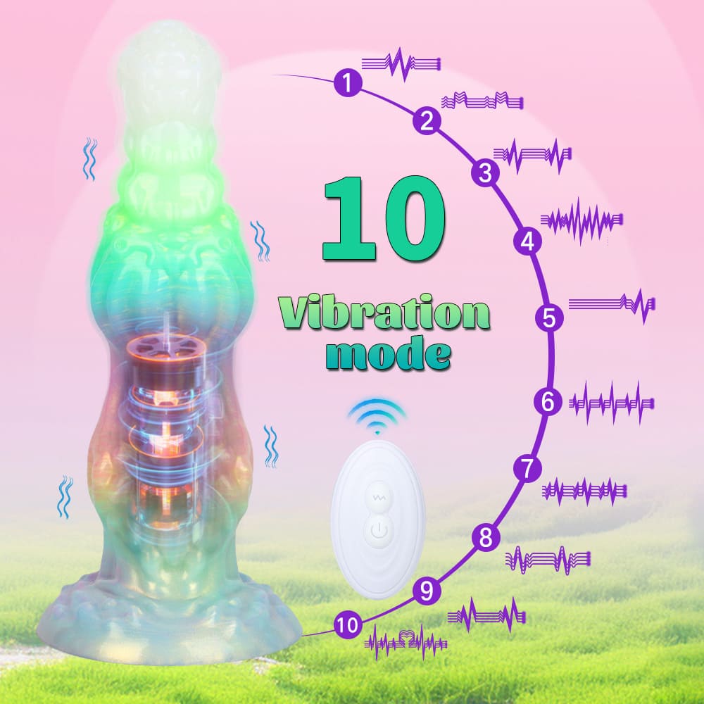 9.6 Inch Glow-in-the-Dark Vibrating Dildo with Dog Knot Design