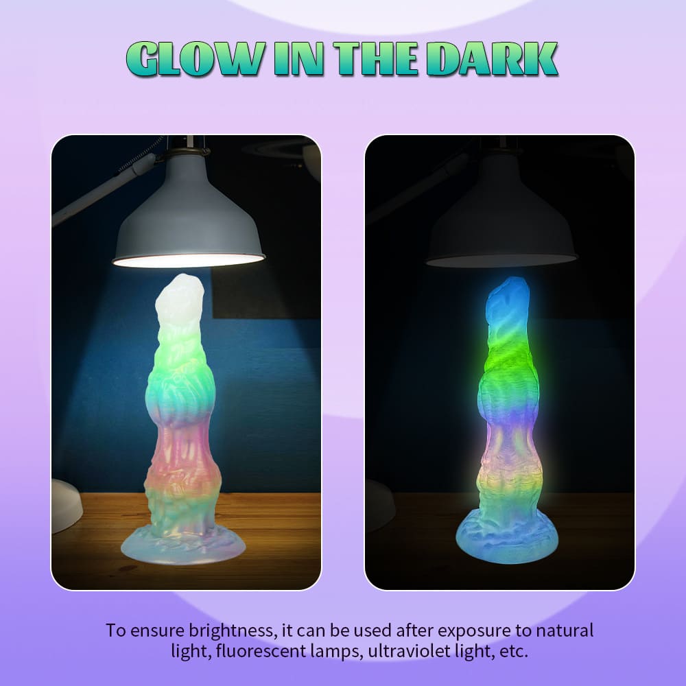 9.6 Inch Glow-in-the-Dark Vibrating Dildo with Dog Knot Design