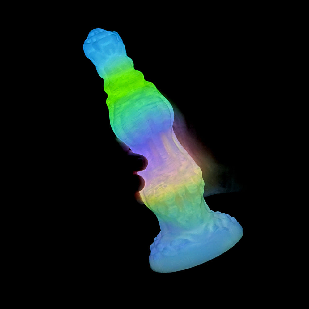 9.6 Inch Glow-in-the-Dark Vibrating Dildo with Dog Knot Design