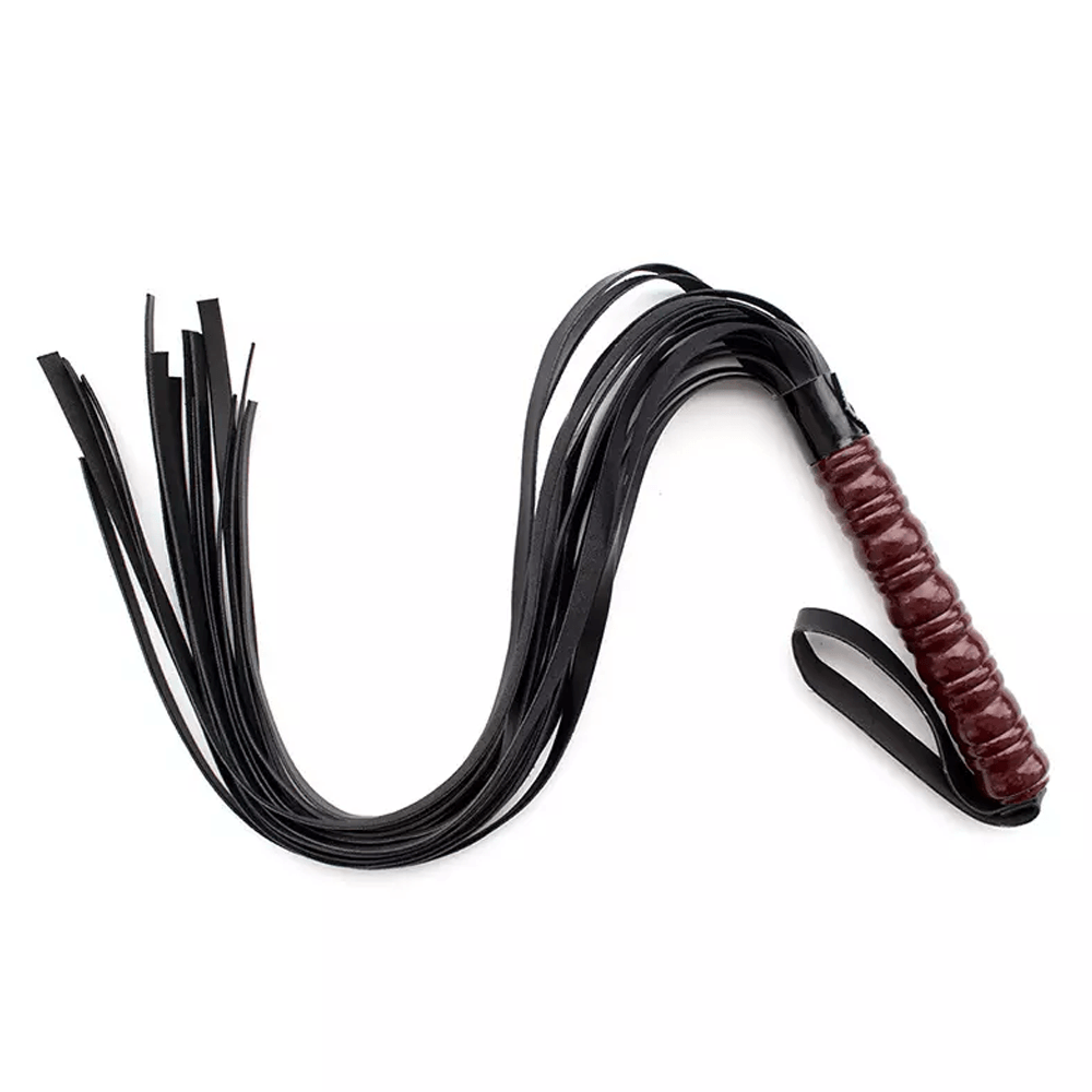 Wooden Grip BDSM Whip - Black