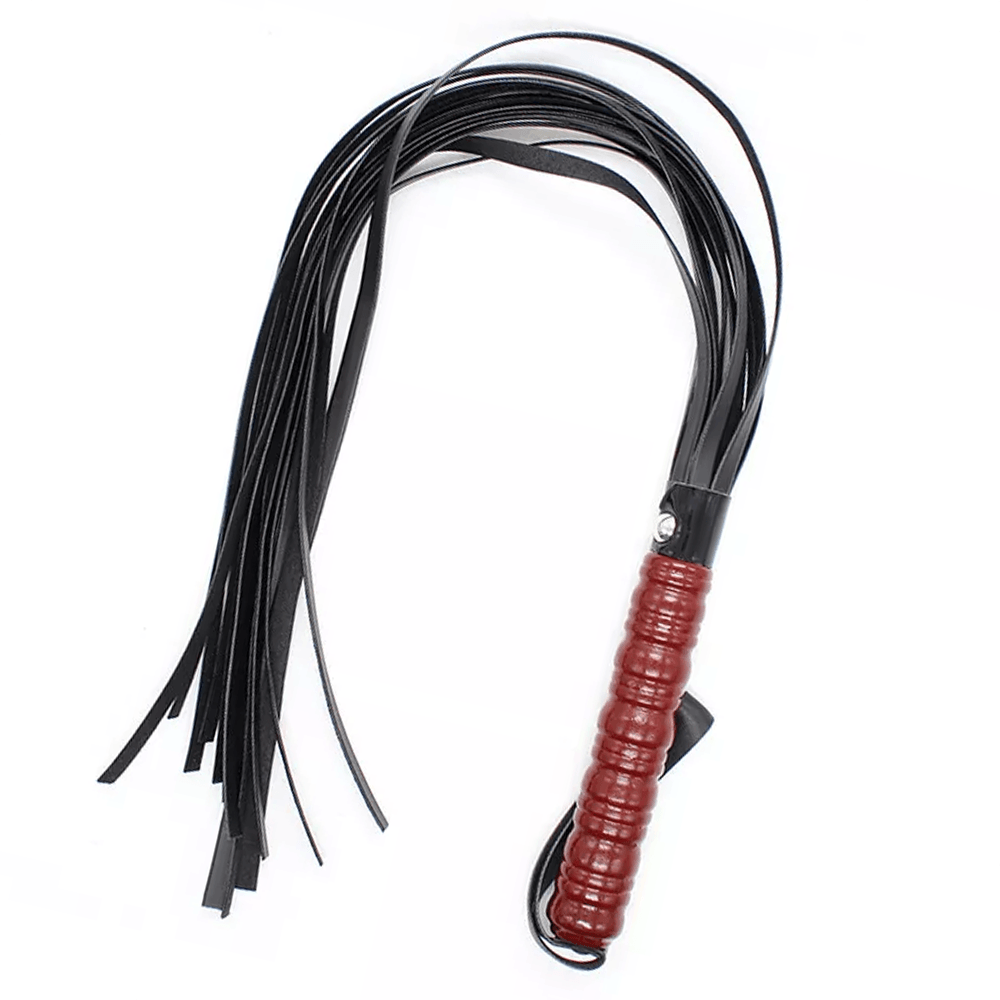 Wooden Grip BDSM Whip - Black