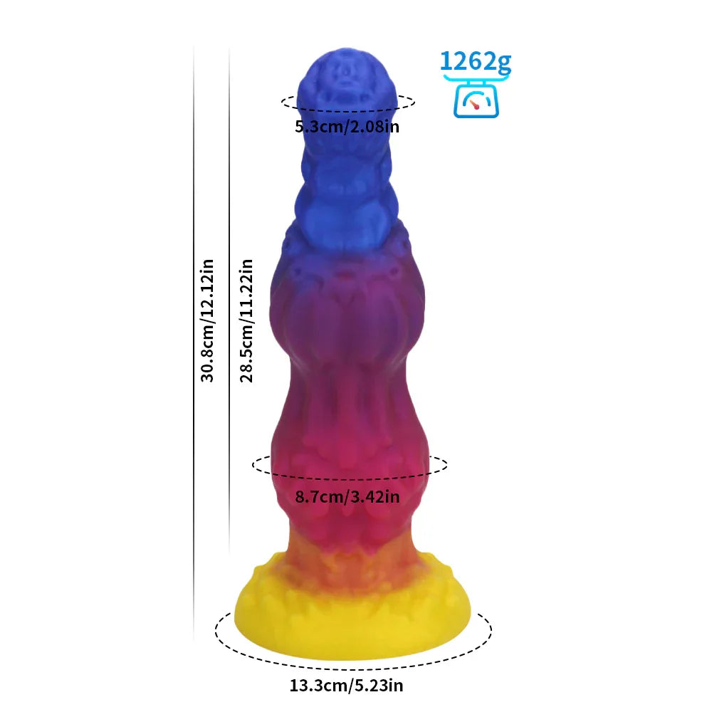 13 Inch Gradient Fantasy Monster Knot Dildo DOG KNOT LUXE