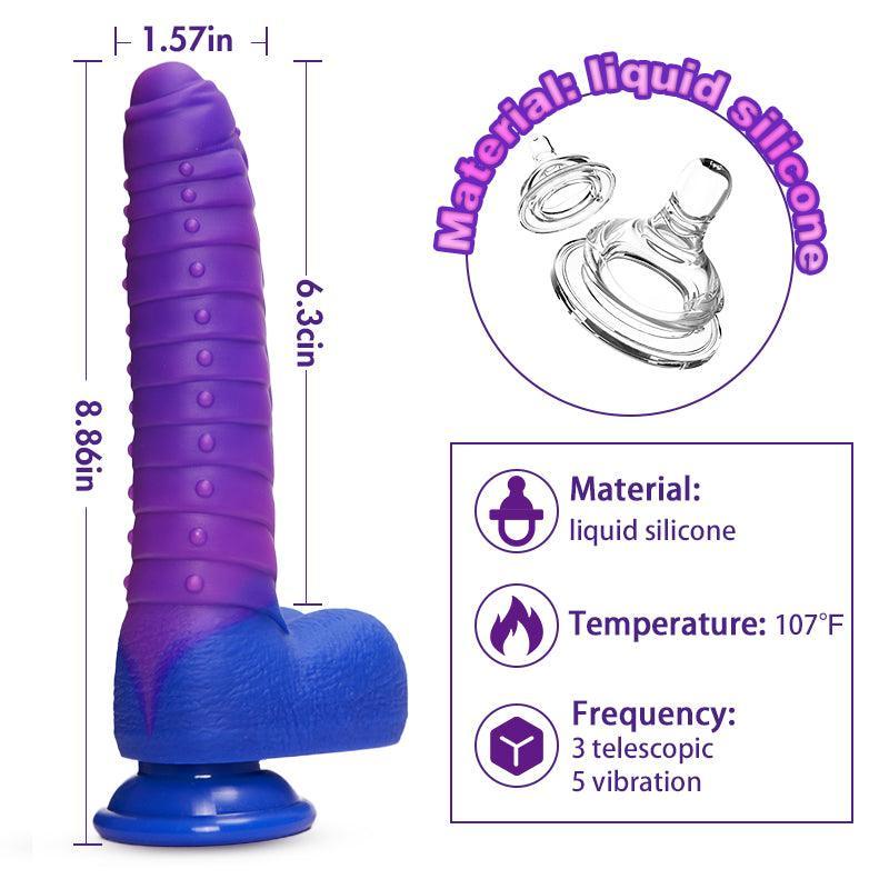 Absalom-Caterpillar 9-Inch Color-changing Intelligent Heating 3 Thrusting 5 Vibrating Dildo - Xoxomoving