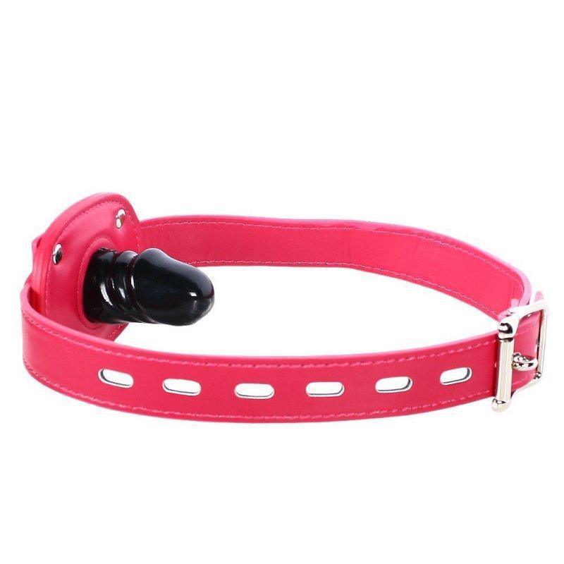 Adjustable Hot Pink Dildo Gag with Head Strap for Beginners - Xoxomoving