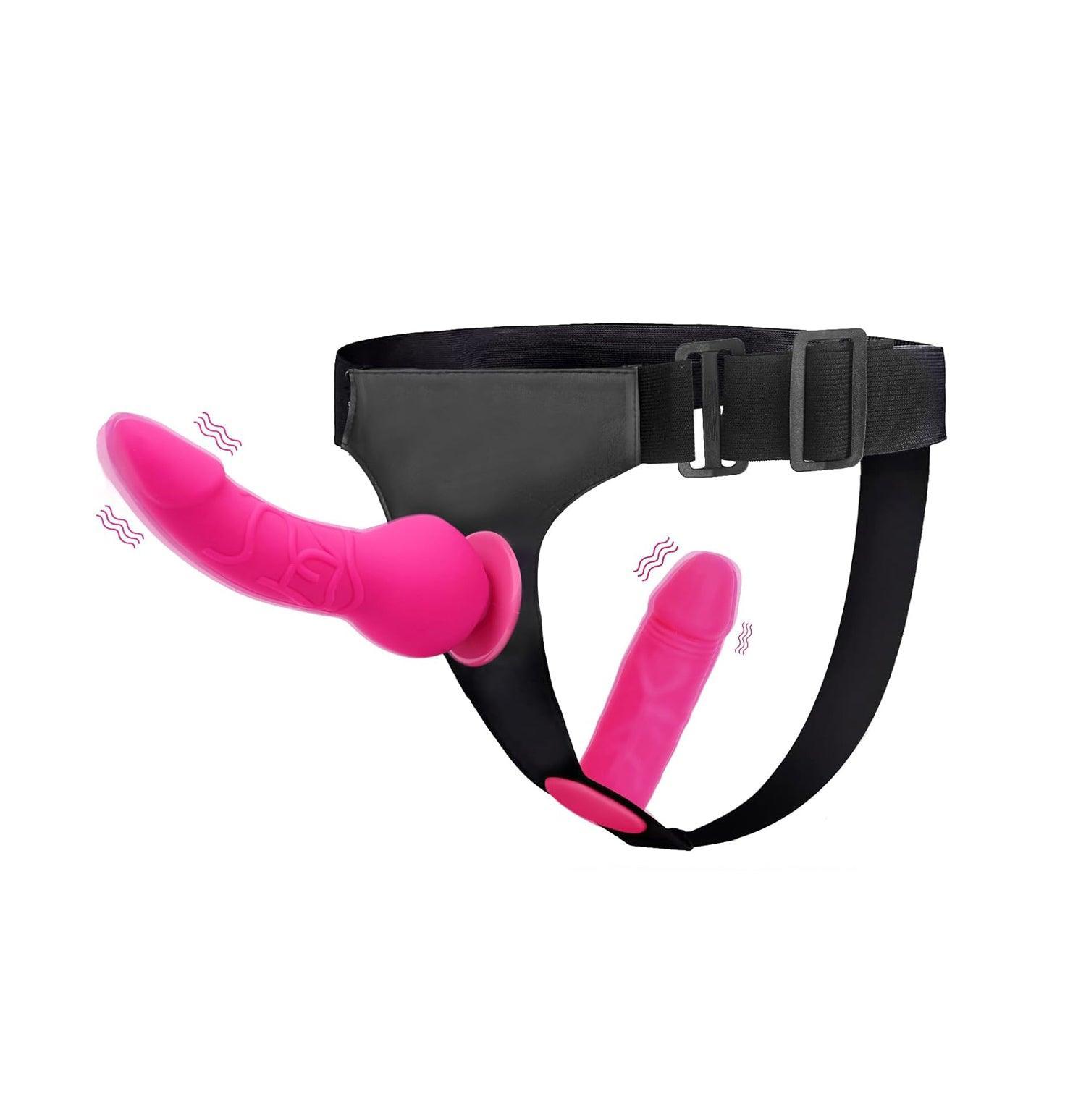 Adjustable Strapless Strap On Harness with Dual Realistic Dildos - Xoxomoving